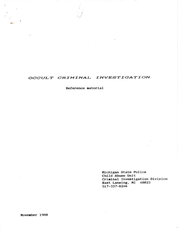 Occult Criminal Investigation